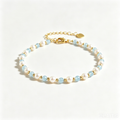 Dainty Aquamarine & Pearl Gold Bracelet