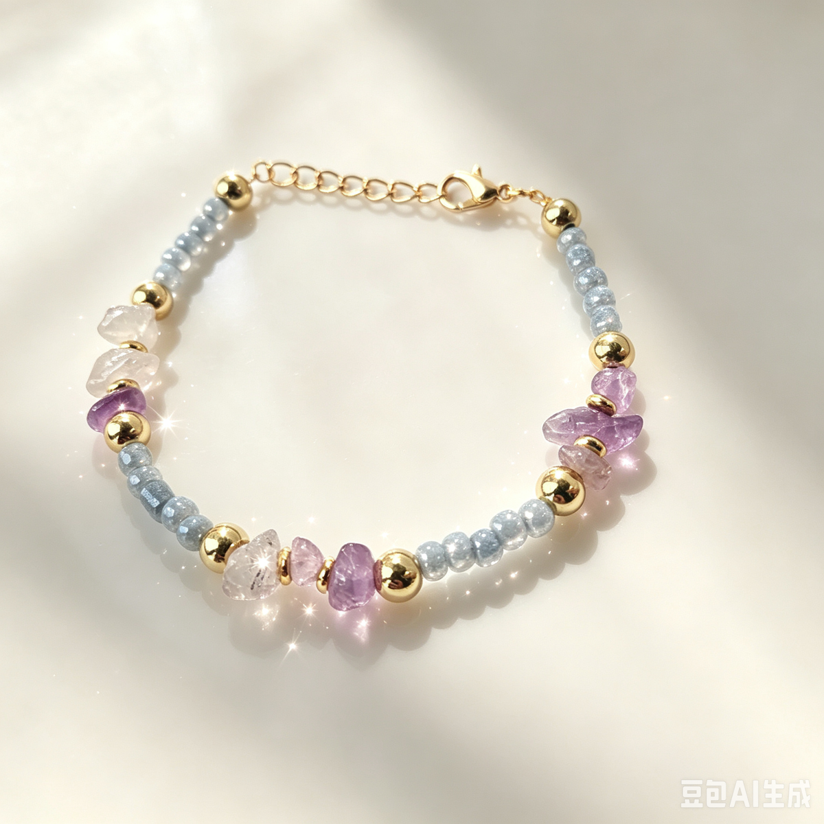 Purple Amethyst Beaded Bracelet