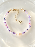 Purple Beaded Bracelet | Lavender Seed Beads with Freshwater Pearl